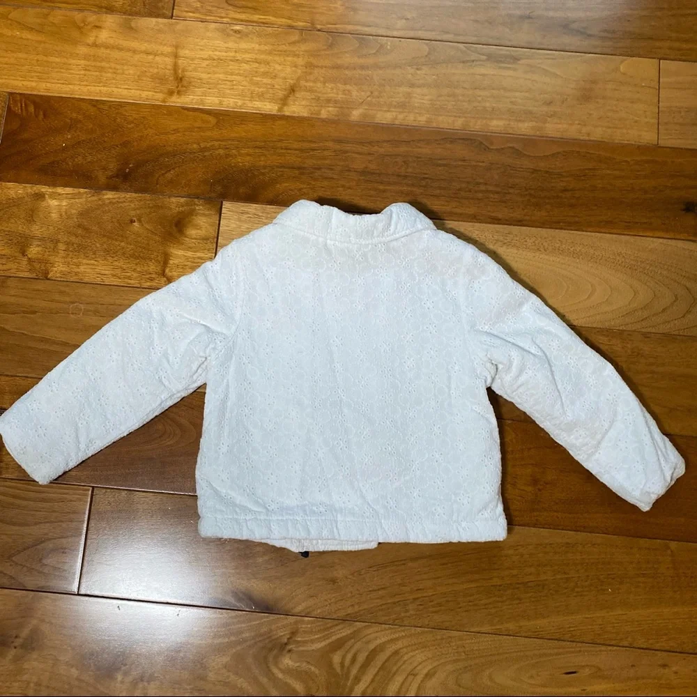 Little Me White Eyelet Zip Up Jacket 24M Cozy Cotton Baby Toddler